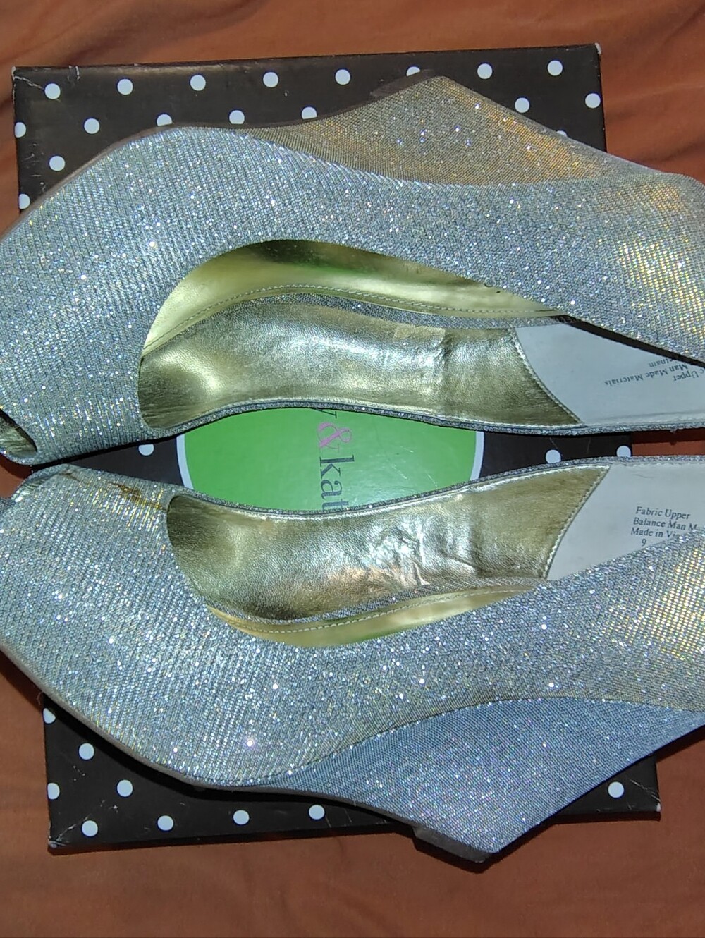 In the Original Box/ Kelly & Katie Women's Size 9 Golden Sprakle Wedges